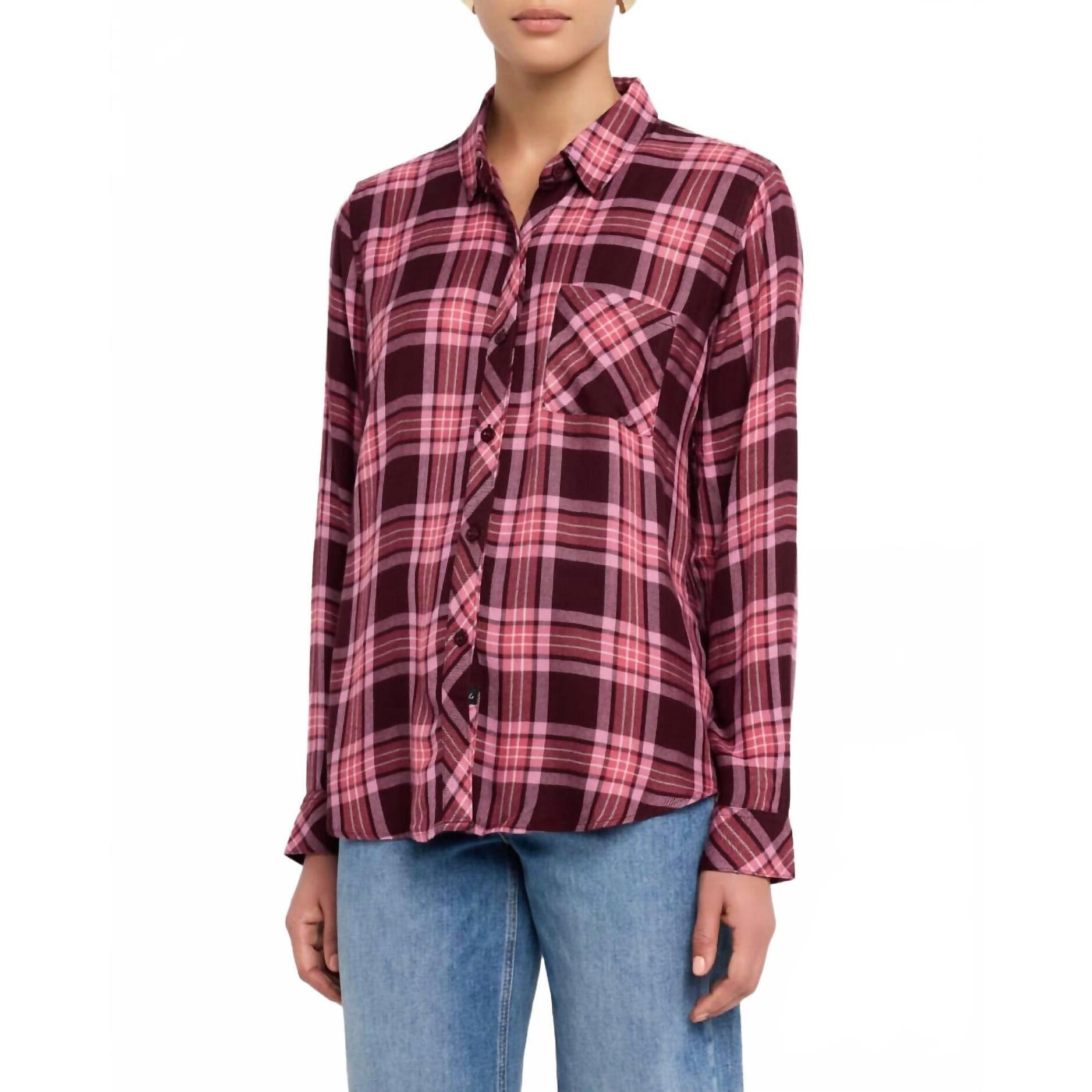 New Rails Hunter Long Sleeve Shirt In Mauve Mulberry Ivory